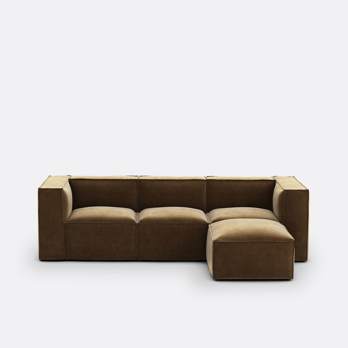 Modulable 3 places et pouf velours côtelé vintage Seven  bronze, LA REDOUTE INTERIEURS