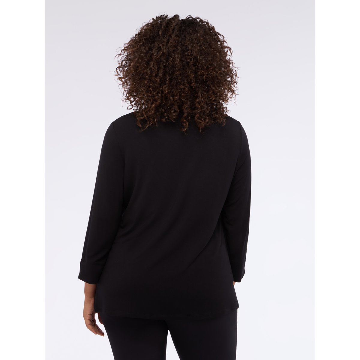T-shirt bimatière avec col précieux noir, FIORELLA RUBINO