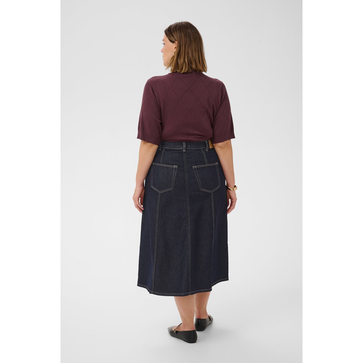 Jupe en jean bleu dark blue unwashed denim, KAFFE CURVE