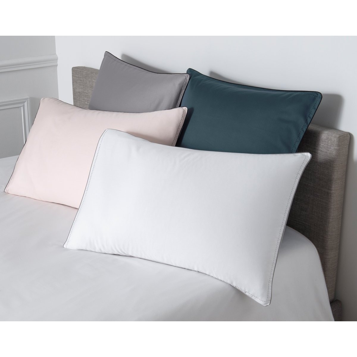 Taie D'oreiller PURE WHITE SATIN LAVÉ midnight blue/noir, DROUAULT
