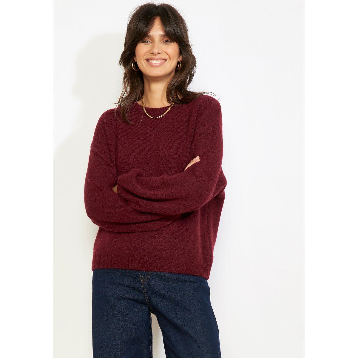Pull manches bouffantes aubergine, LOLALIZA