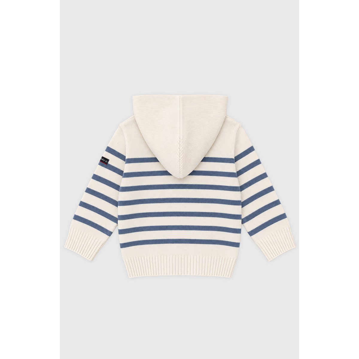 Cardigan à capuche Baby - coton et laine mérinos nature/ bluefin, ARMOR-LUX
