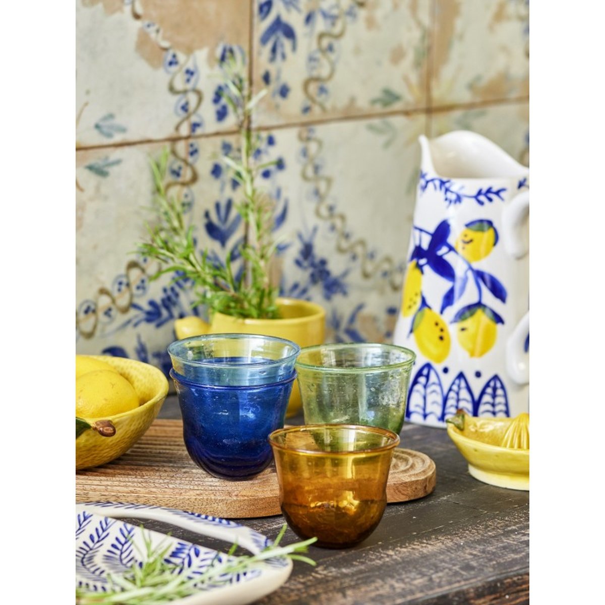 Verre à eau recyclé Karu set de 4 multicolore, BLOOMINGVILLE