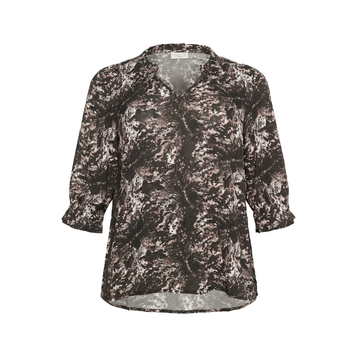 Blouse à manches longues noir/gris  imprimé graphique, KAFFE CURVE