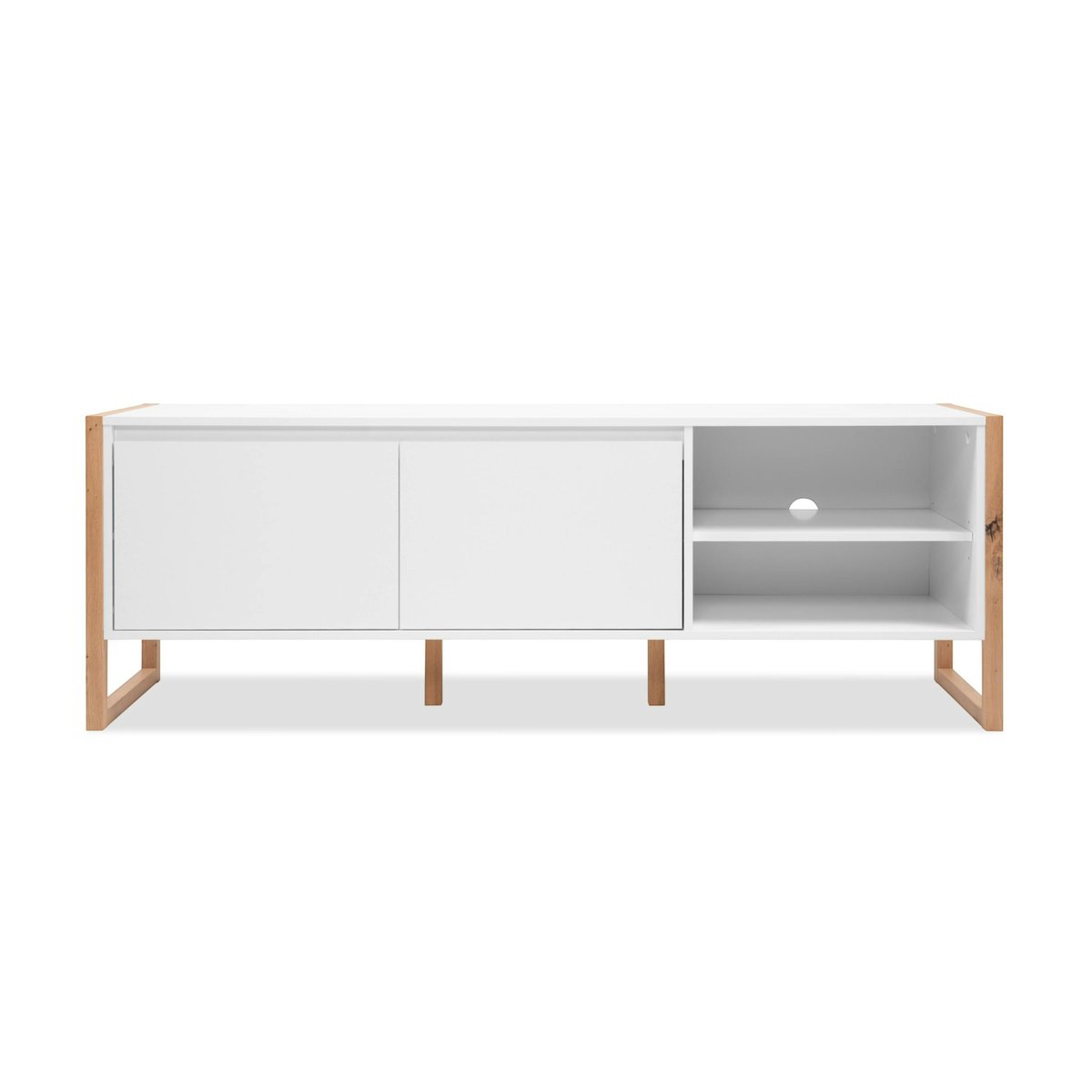 Meuble TV 160 cm 2 portes ALVA blanc, PIER IMPORT