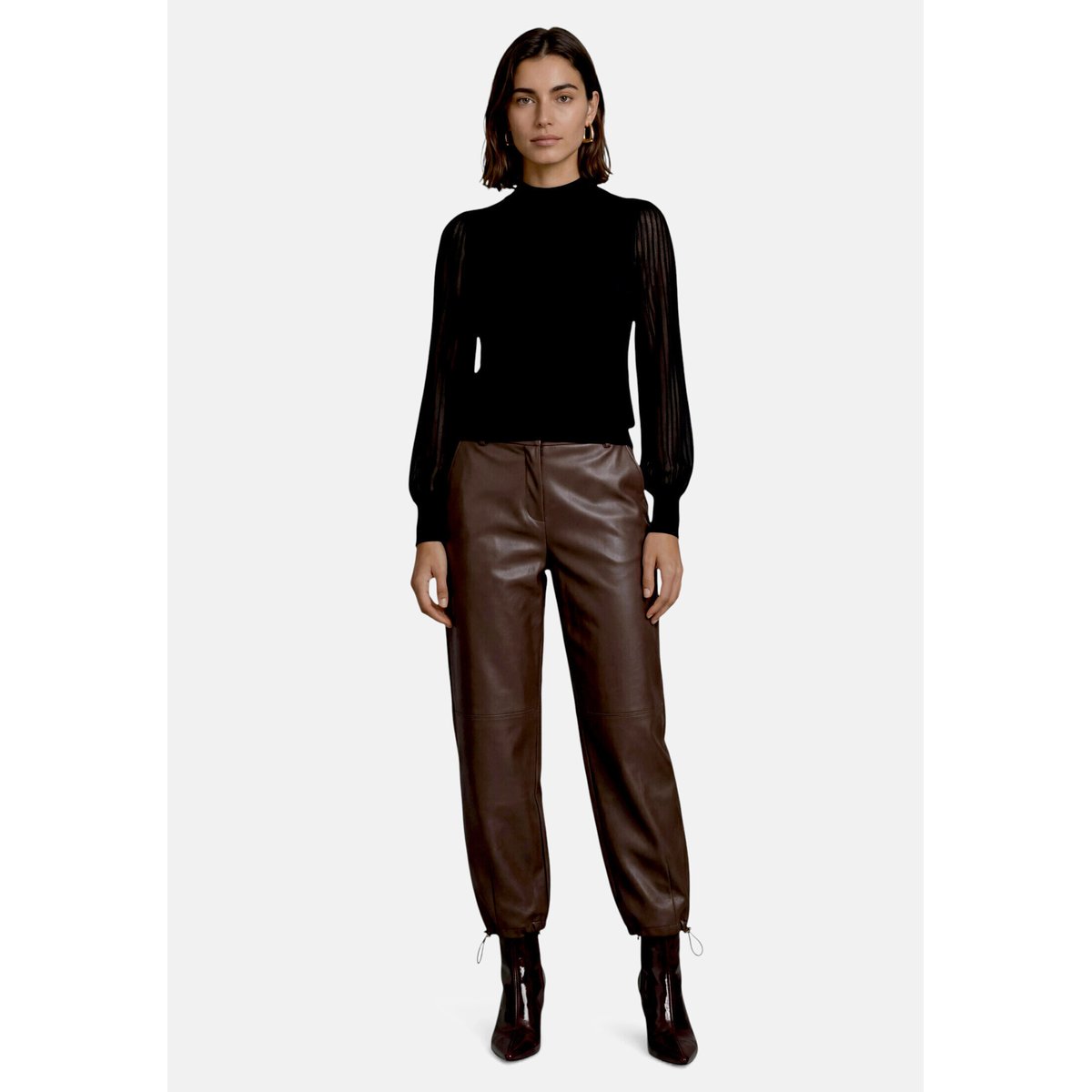 Pull-over en fine maille à manches en dentelle black beauty, ZERO