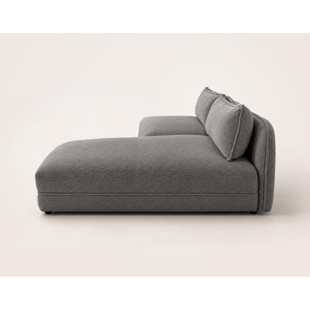 Canapé d'Angle droit en Tissu bouclette 4 places - LUCIEN gris, BEST MOBILIER