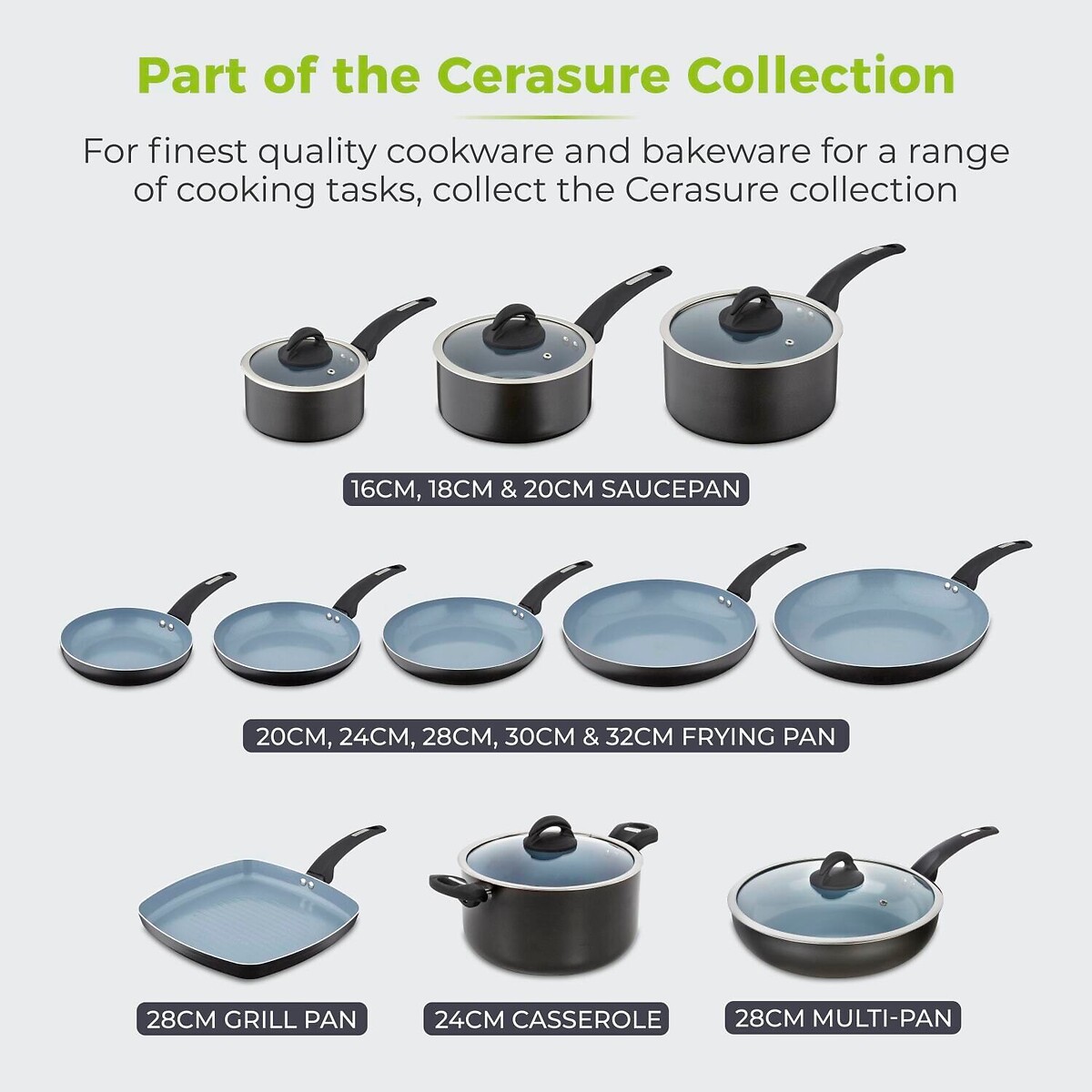 2-Piece Cerasure Frying Pan Set graphite, TOWER