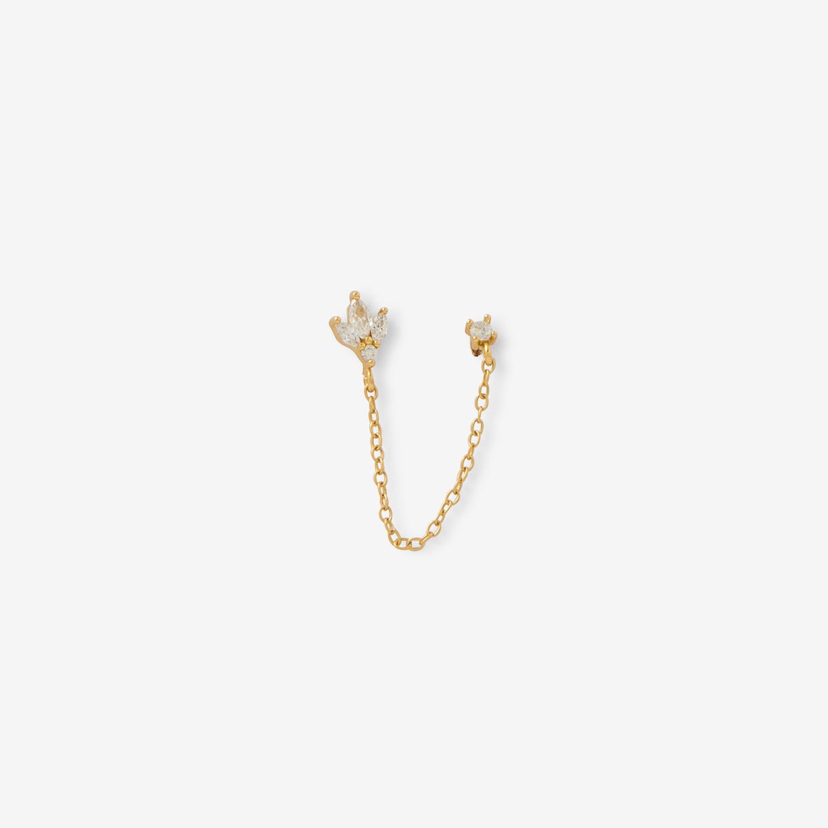Puces d'oreilles à chaîne avec zircon, en argent 925 garanti doré à l'or fin doré, BALABOOSTE