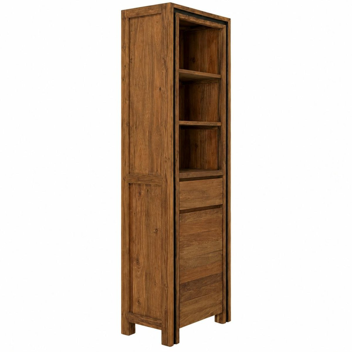 Colonne rangement en bois recyclé de teck 1 porte VADOD bois naturel, PIER IMPORT