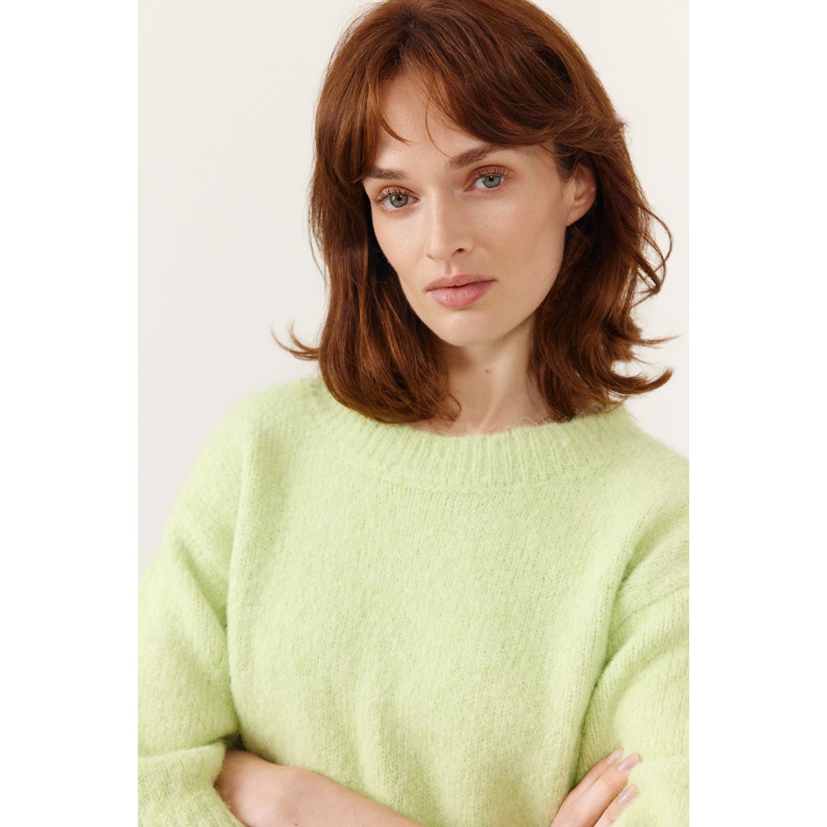 Pull Ferinia manches courtes col rond coupe droite green, ARTLOVE