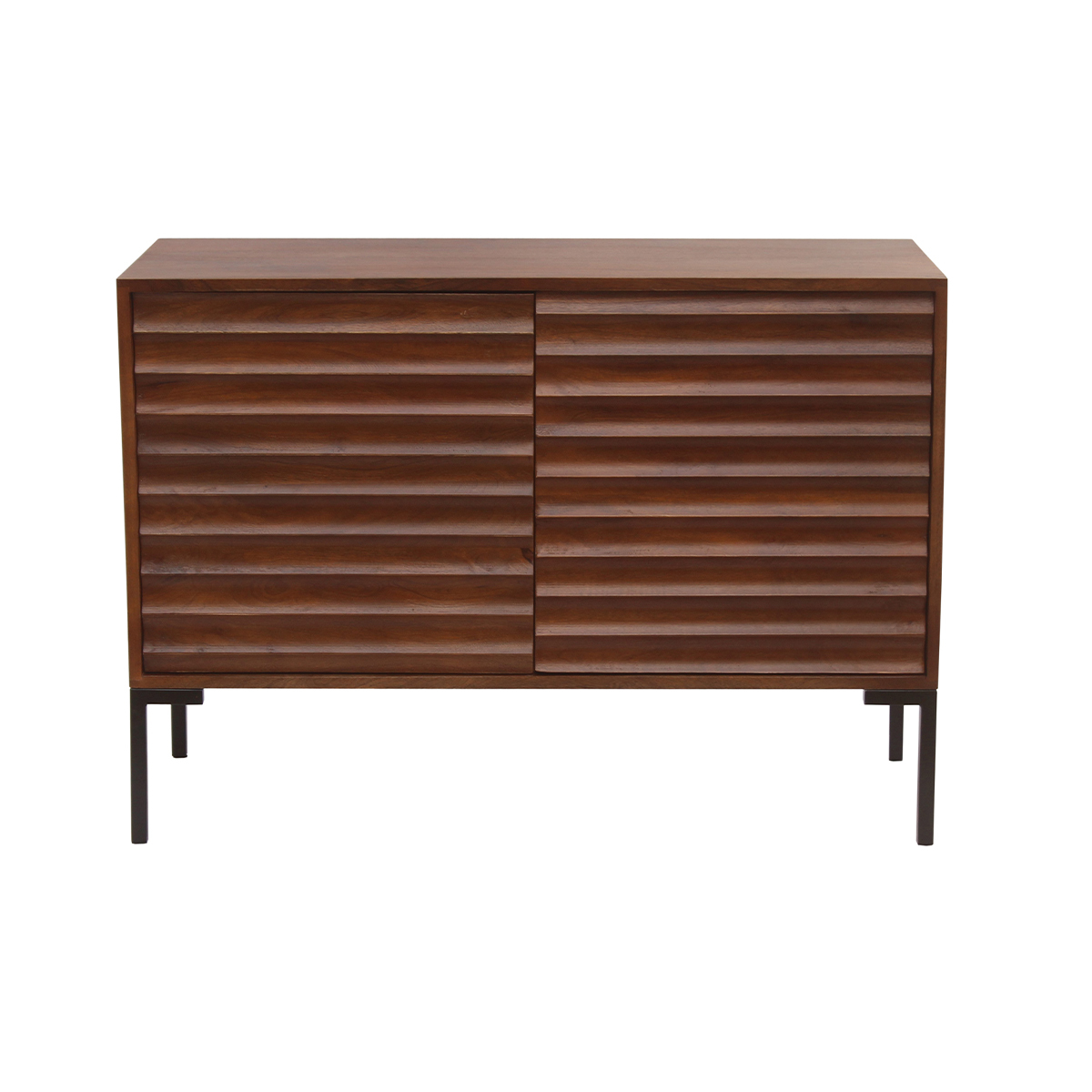 Buffet en bois foncé manguier massif et métal noir 2 portes L100 cm ONDA noyer, MILIBOO