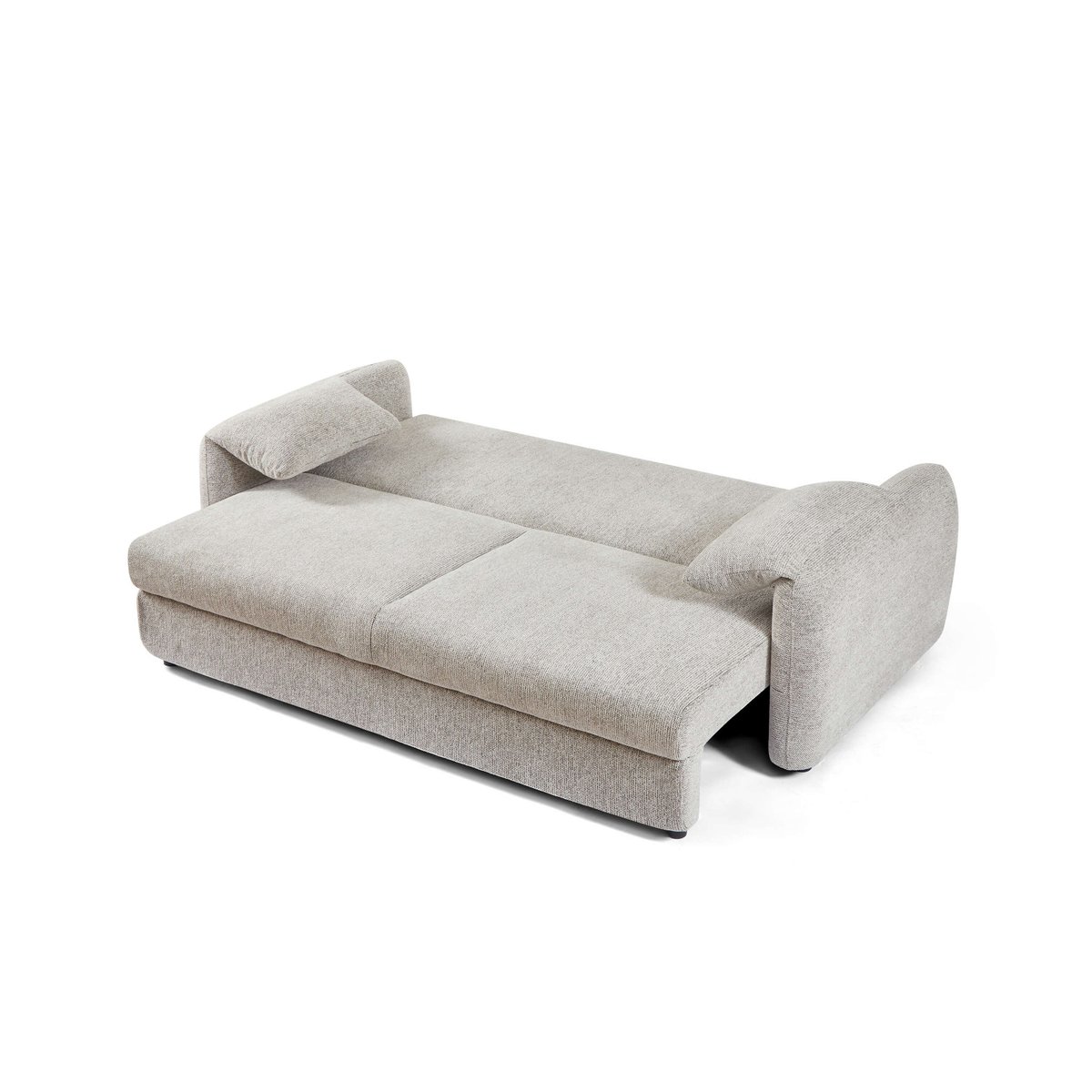 Canapé droit convertible chenille tramé ANGEA beige, BAÏTA