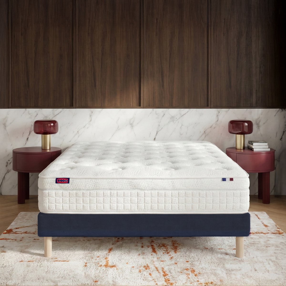 Ensemble lit - Matelas + sommier - Bleu RENAISSANCE bleu foncé, DODO