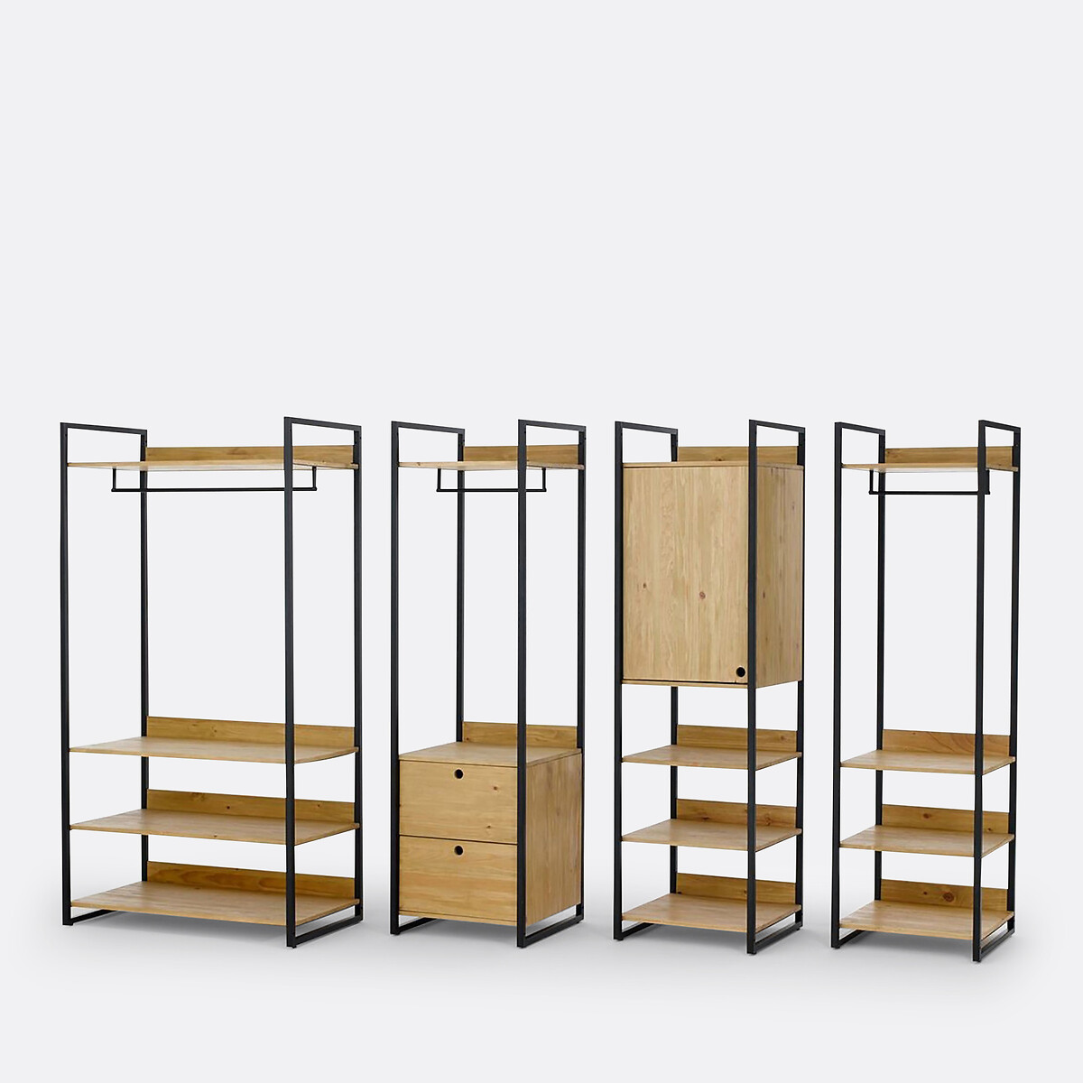Module armoire large 3 étagères 1 penderie HIBA bois/métal, LA REDOUTE INTERIEURS