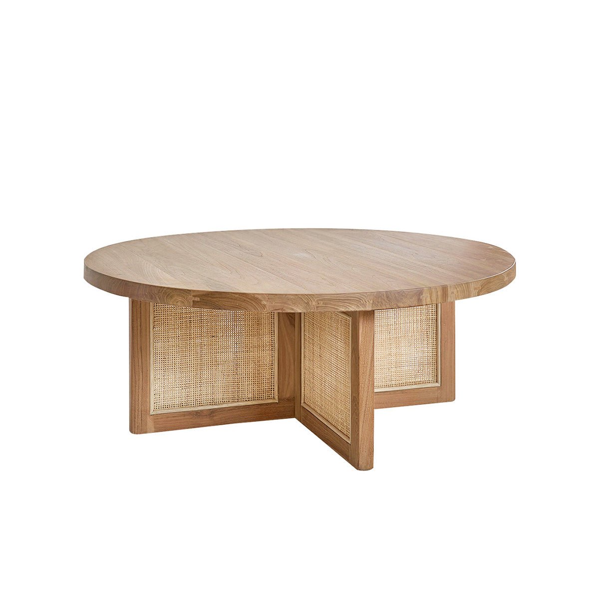 Table basse en teck massif et cannage 100 cm MARCEAU naturel, BERAH GETAH