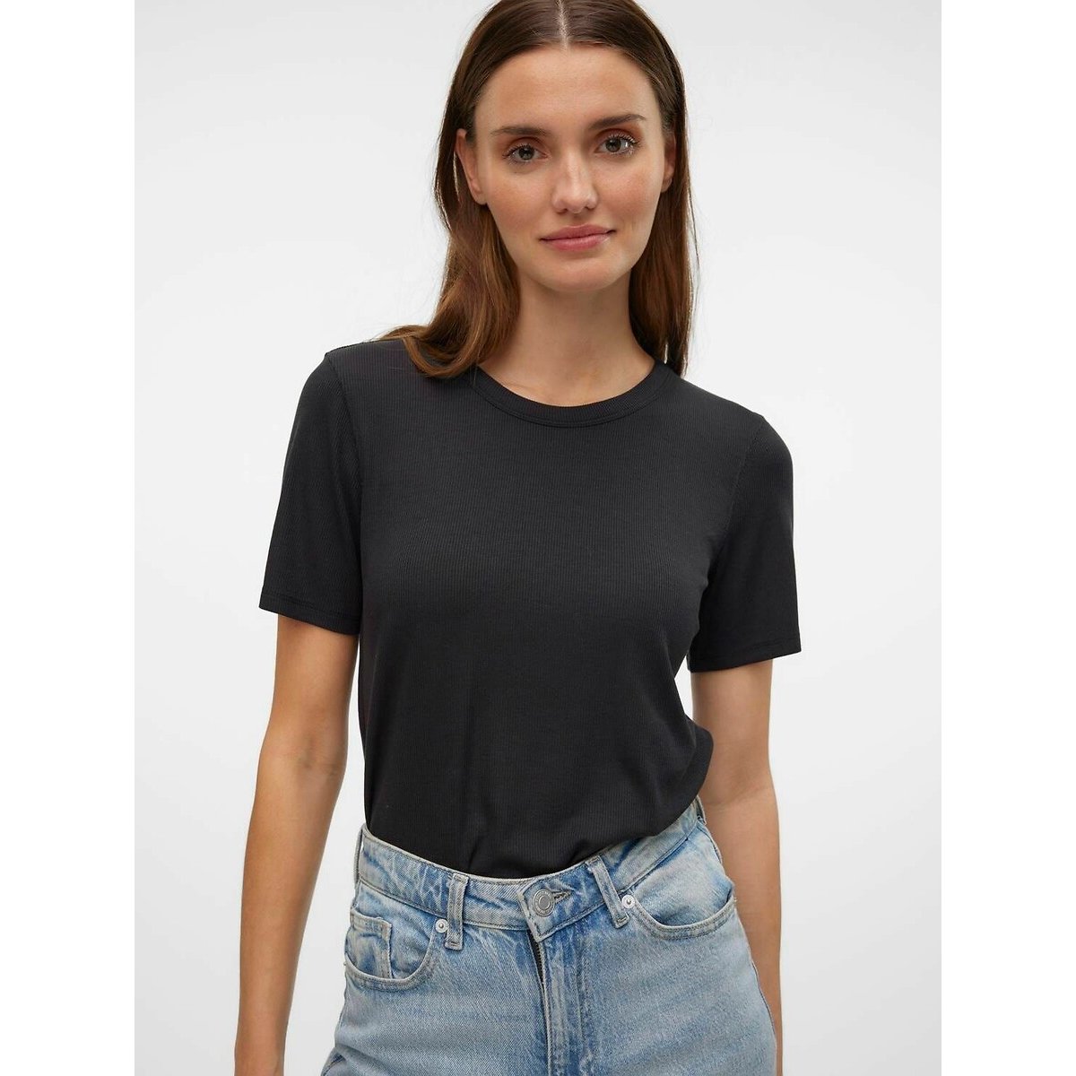 Crew Neck T-Shirt with Short Sleeves black, VERO MODA