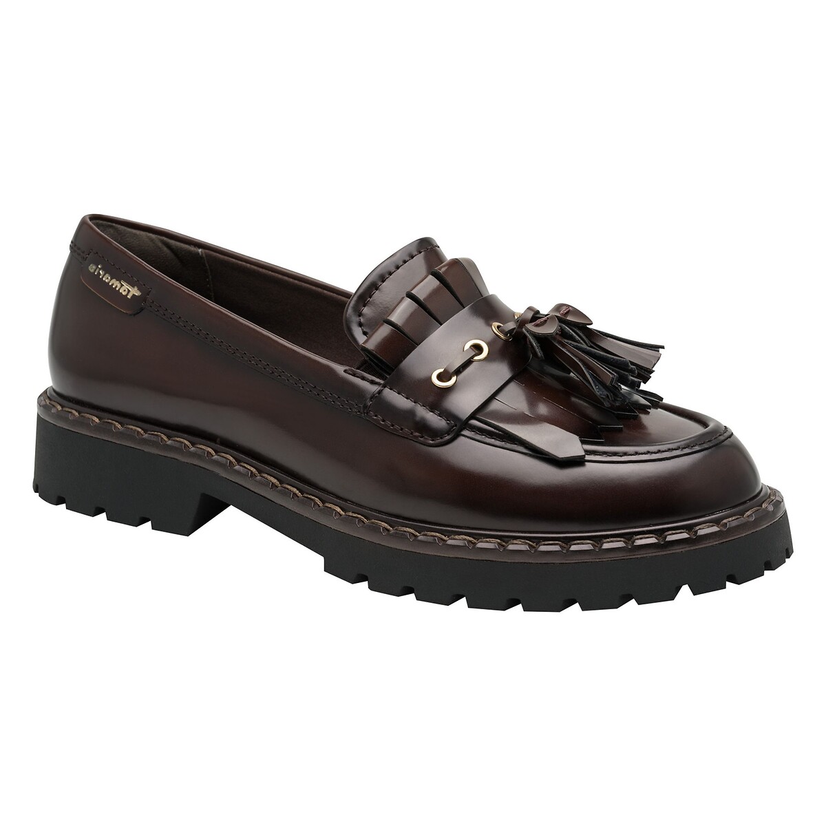 Fringed loafers dark brown, TAMARIS