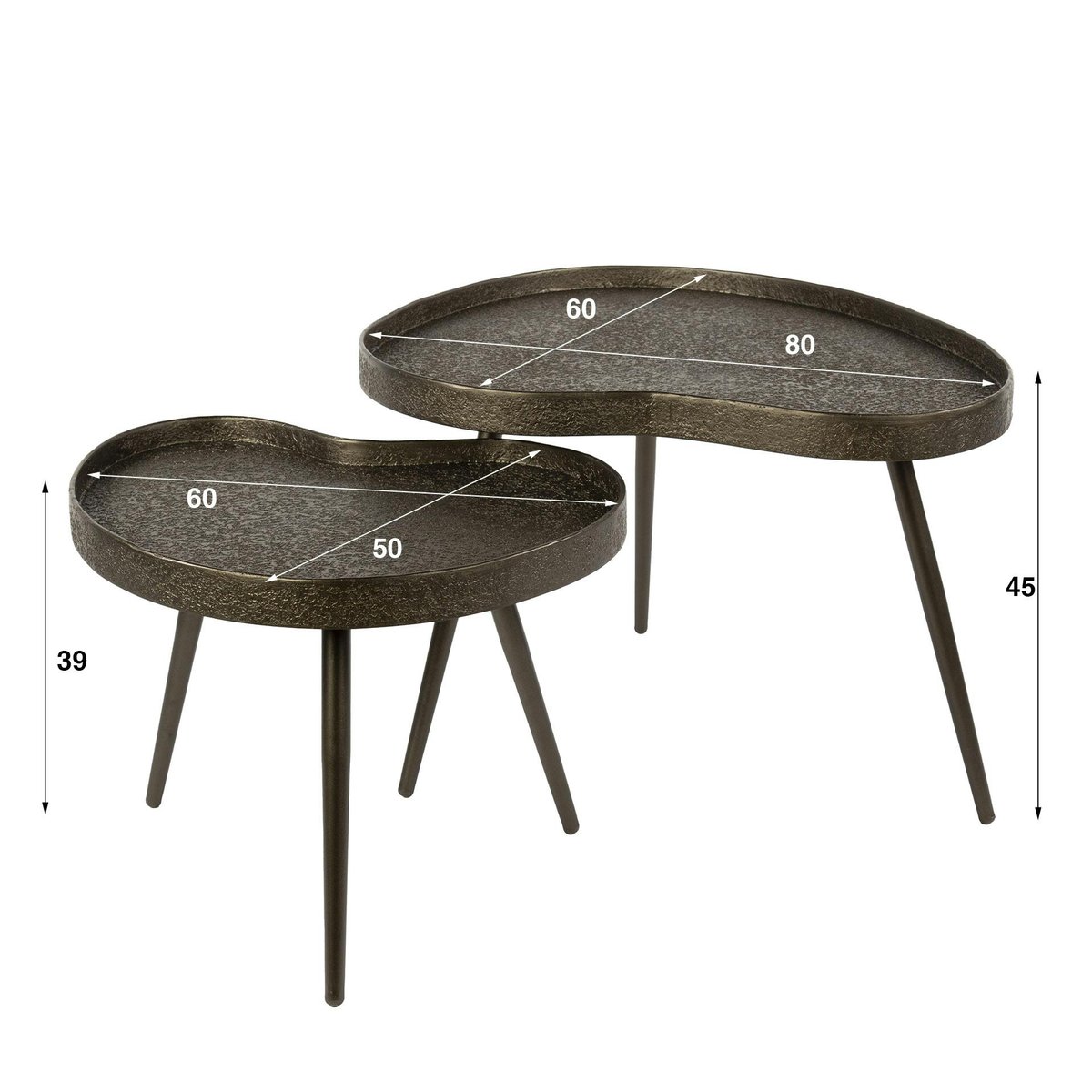 Table de salon vintage forme organique (lot de 2) RALF marron, PIER IMPORT