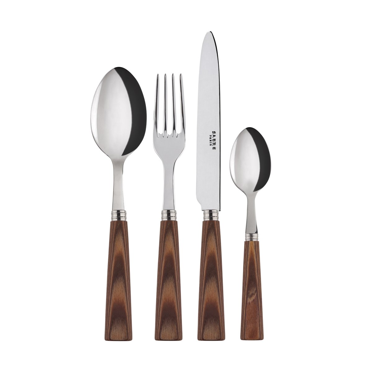 Set de 4 couverts de table, Nature bois stratifié clair, SABRE