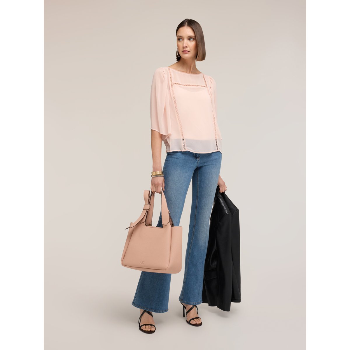 Blouse avec broderies ajourées rose, MOTIVI