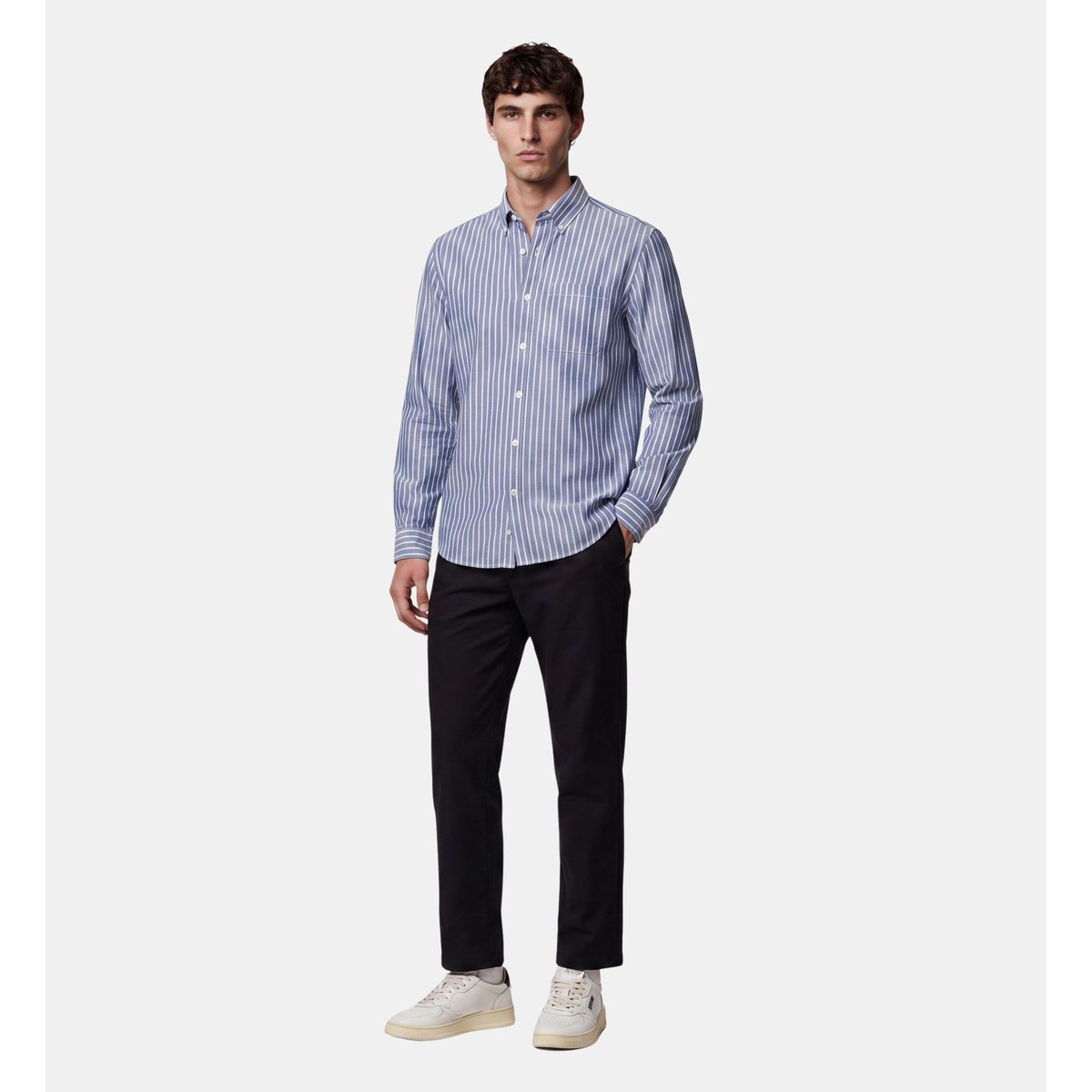Chemise droite tirstri 2 coton bleu et blanc, GALERIES LAFAYETTE