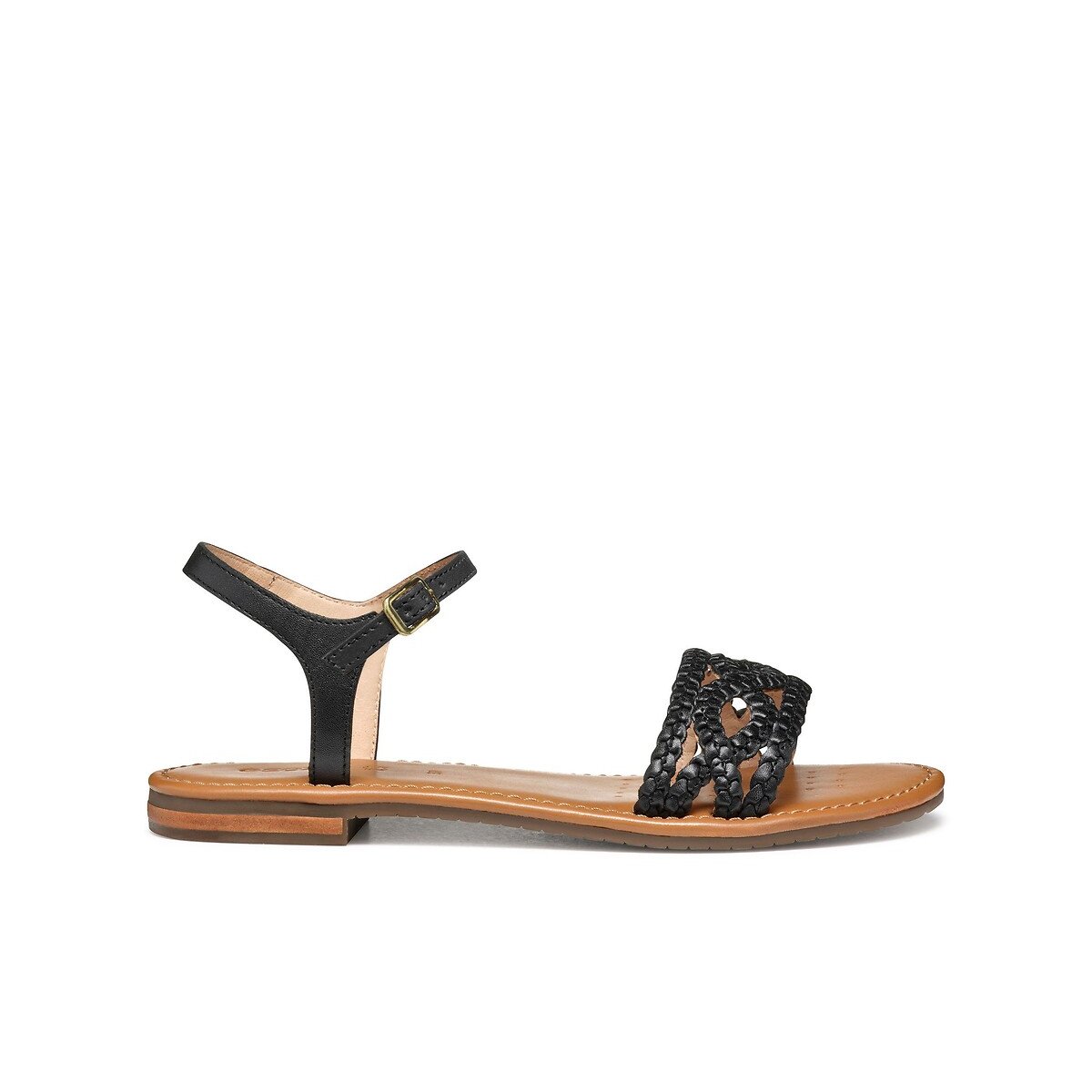 Sozy Leather Flat Sandals black, GEOX