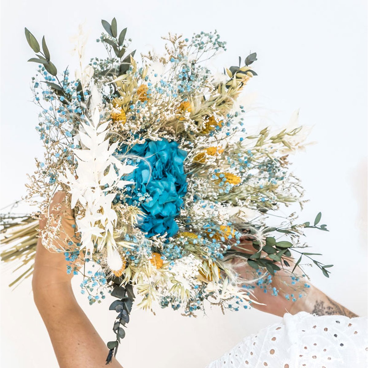 Bouquet de fleurs séchées M CHARLOTTE bleu, RECONCILIATION VEGETALE