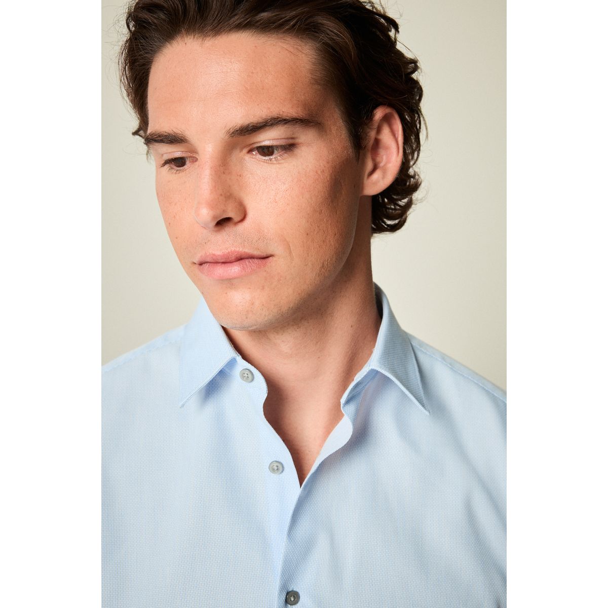 Chemise oxford slim liseré facile d'entretien bleu clair, NEXT