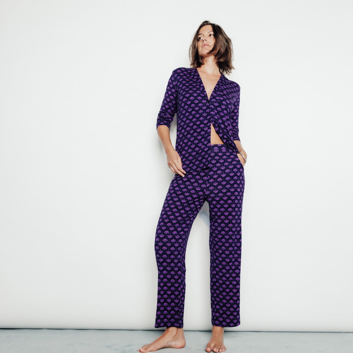 Pantalon pyjama CAMILLE multico rose, ROUGEGORGE LINGERIE