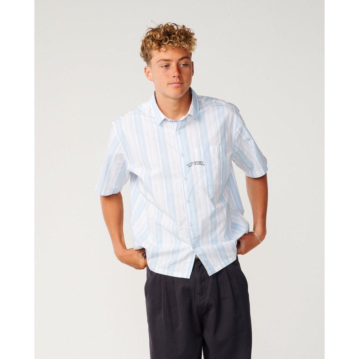 Chemise à manches courtes Disorder white/blue, RIP CURL