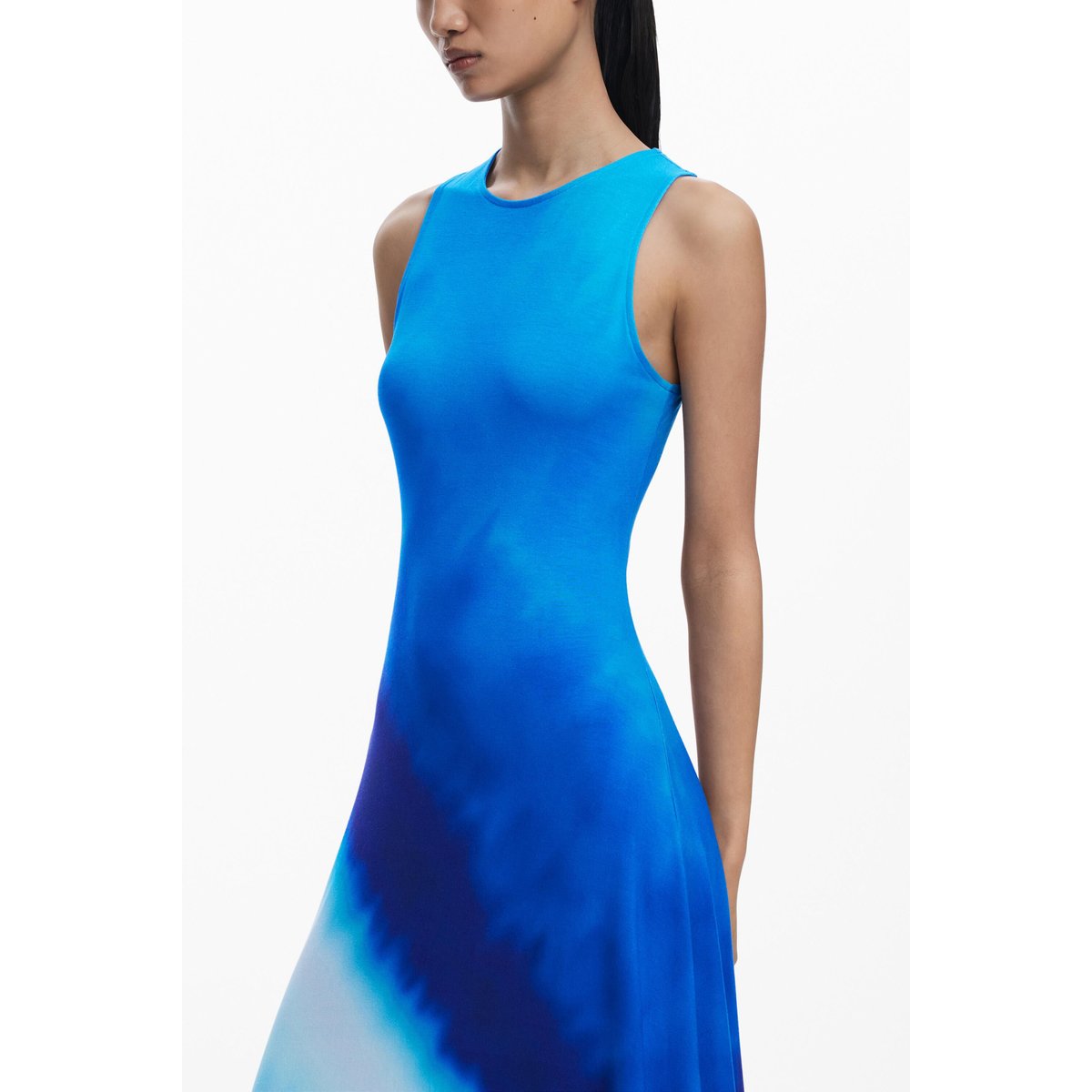 Robe froncée tie-dye bleu, DESIGUAL