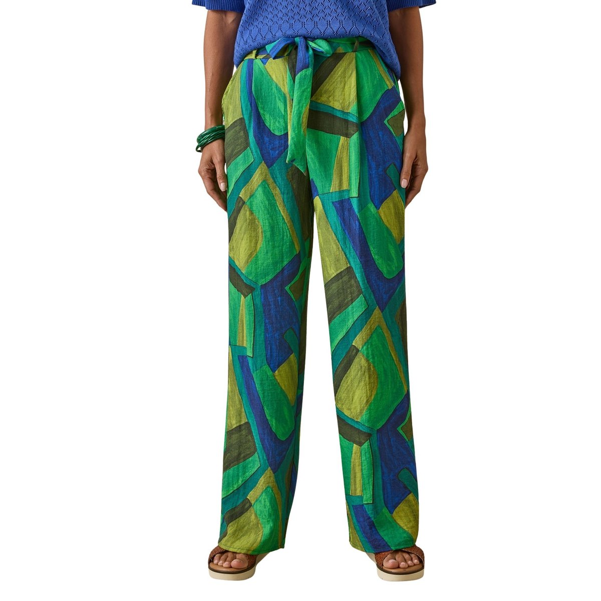 Pantalon large et fluide imprimé vert, DAXON