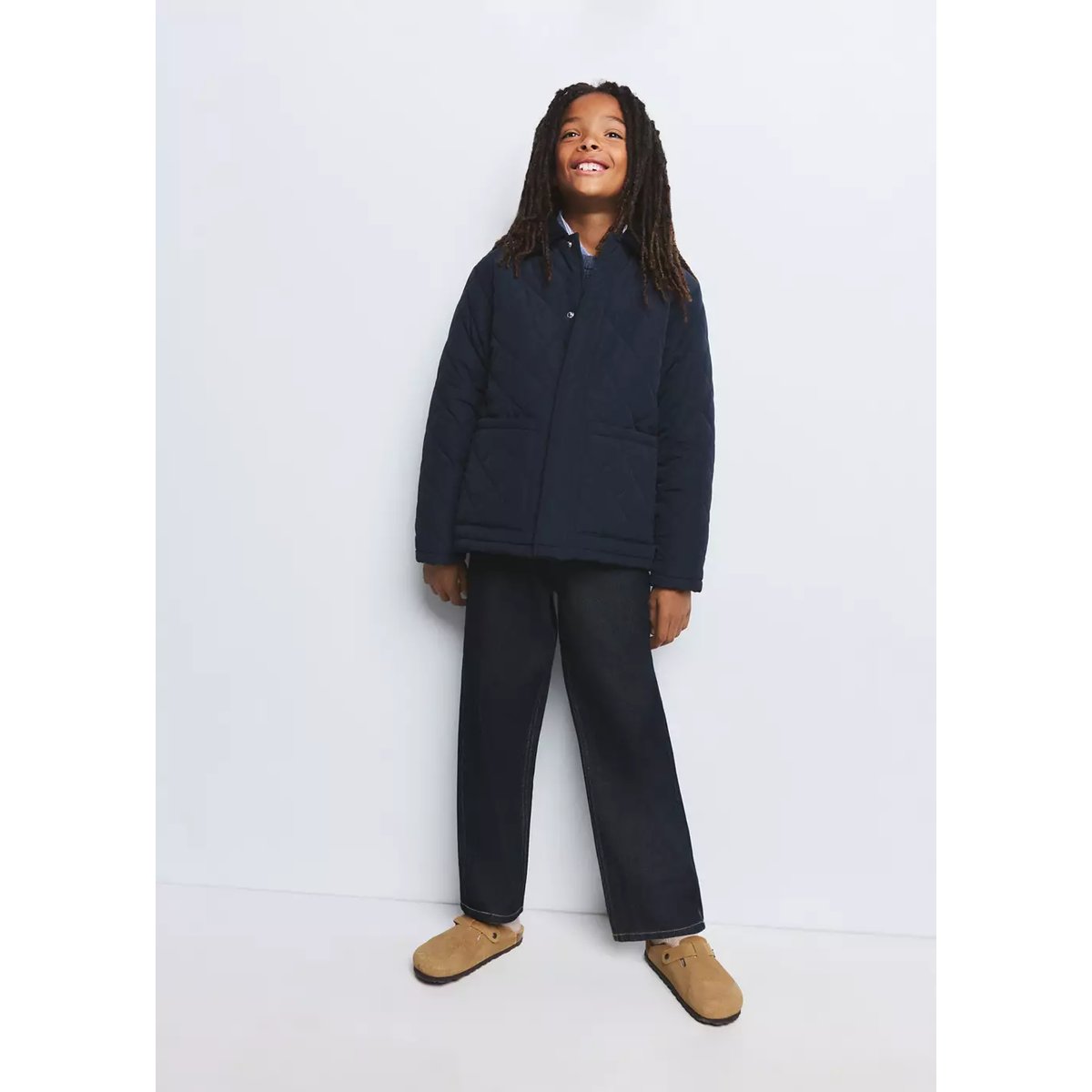 Quilted jacket with corduroy collar bleu marine, MANGO KIDS