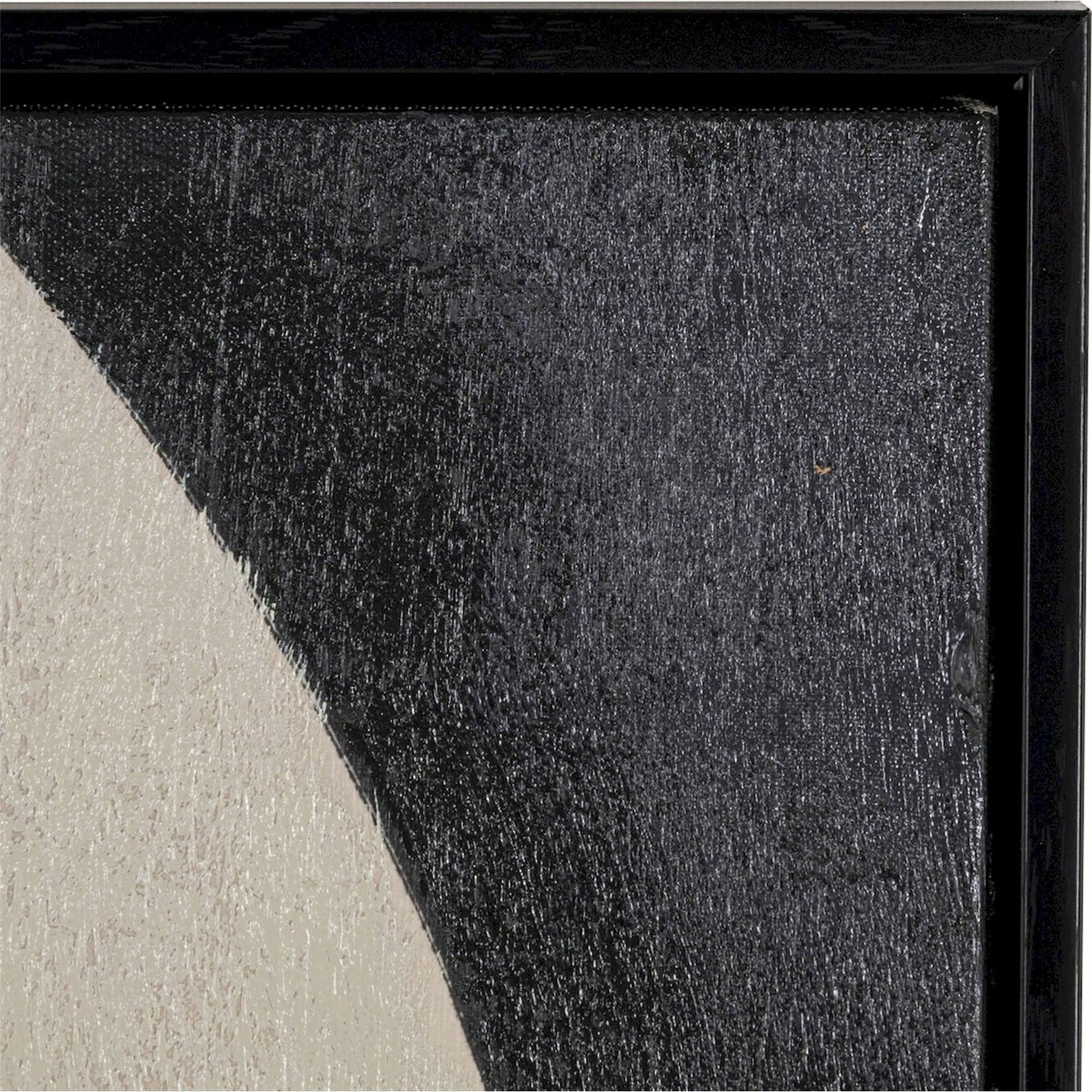 Tableau abstrait rectangulaire en toile noir graphique et beige clair, RECOLLECTION