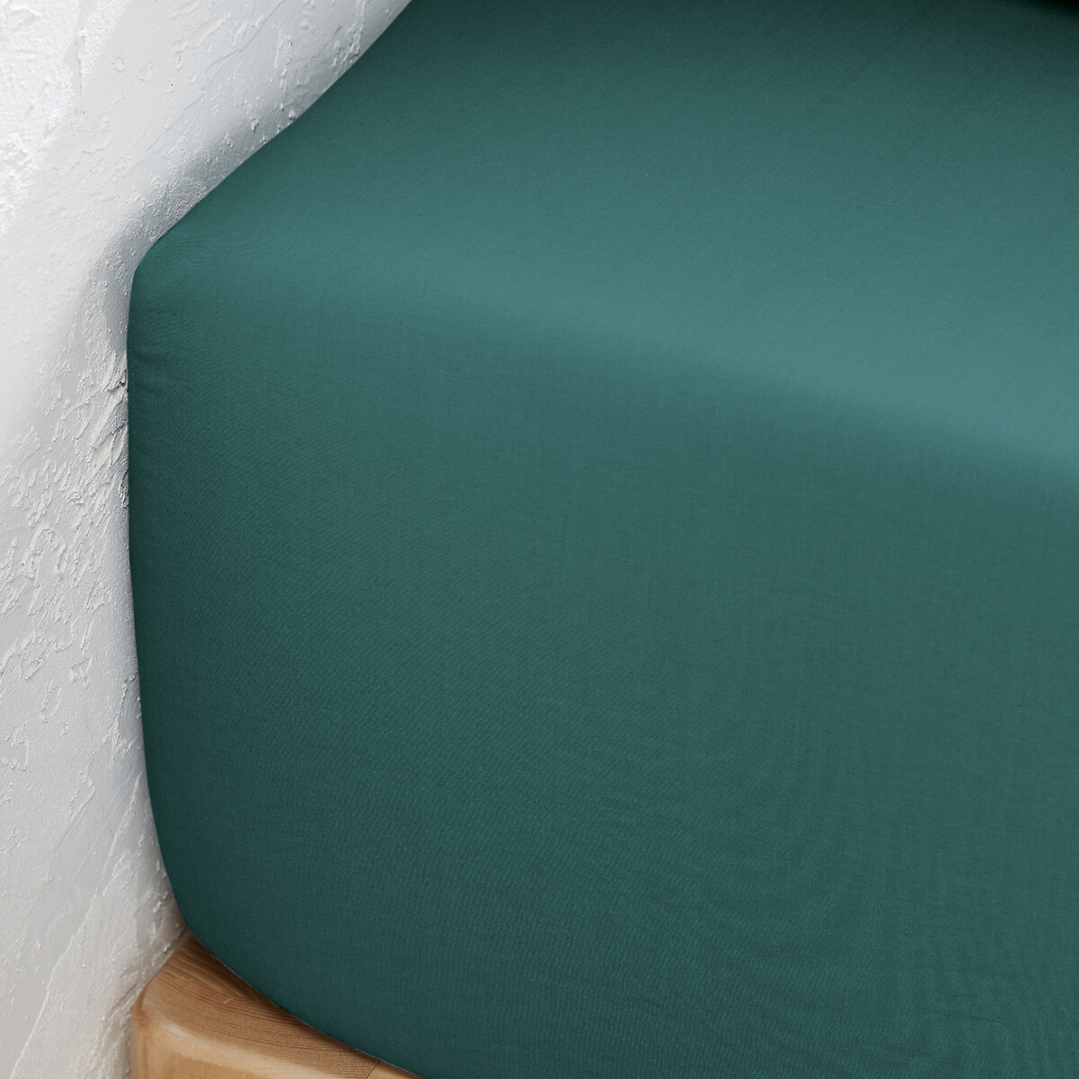 Drap-housse uni en percale de coton bio Scenario emeraude, LA REDOUTE INTERIEURS