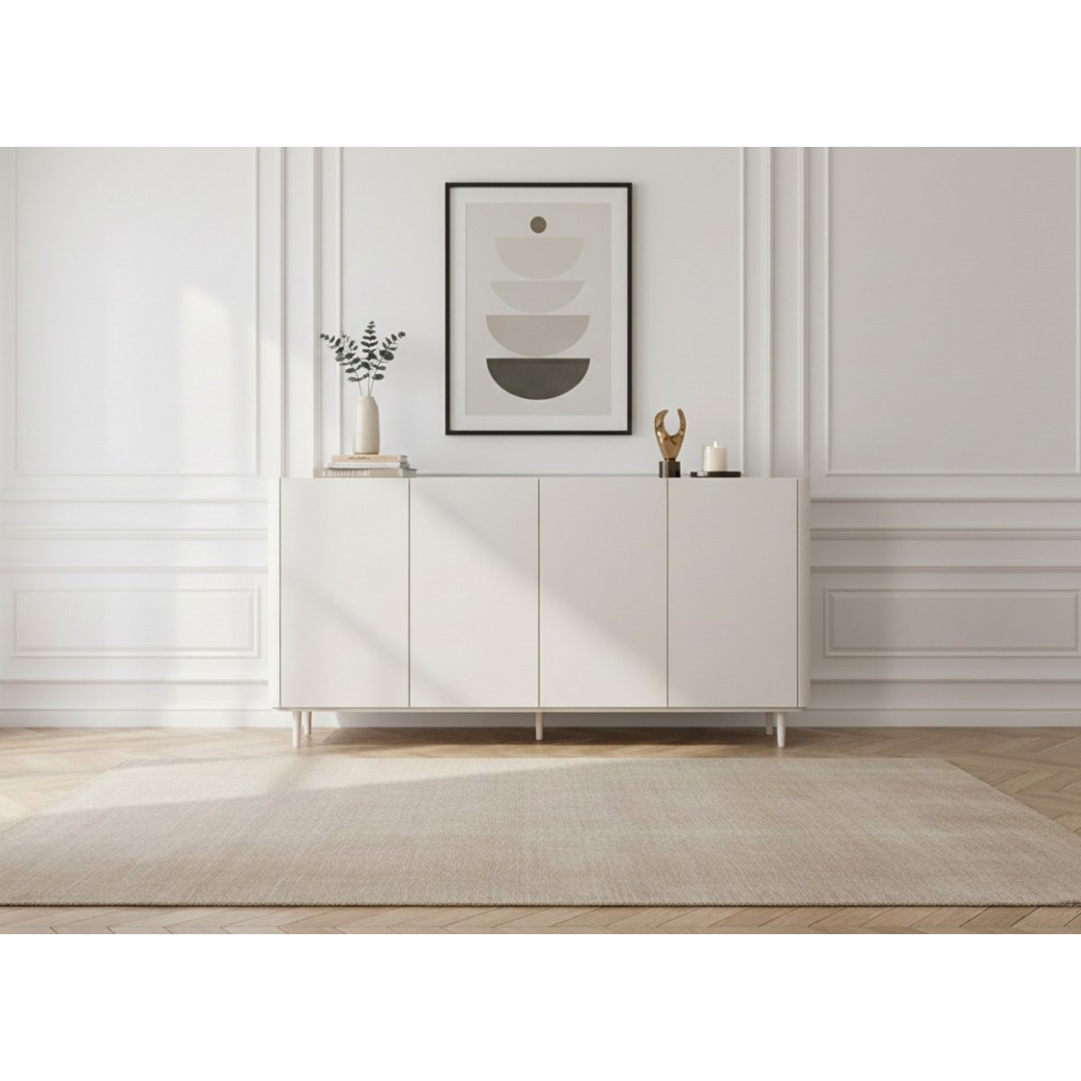 Buffet en 4 portes 200 cm, ANYRA beige, BOBOCHIC
