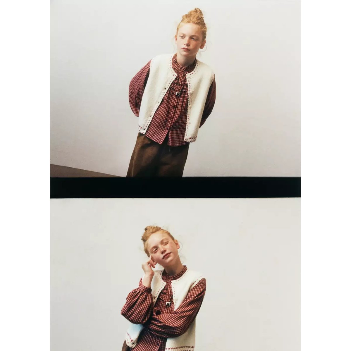 Gilet maille avec surpiqûre écru, MANGO KIDS