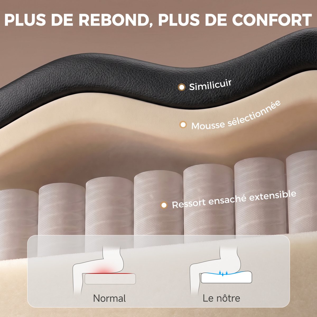 Chaise de bureau PU Noir noir, HOMCOM