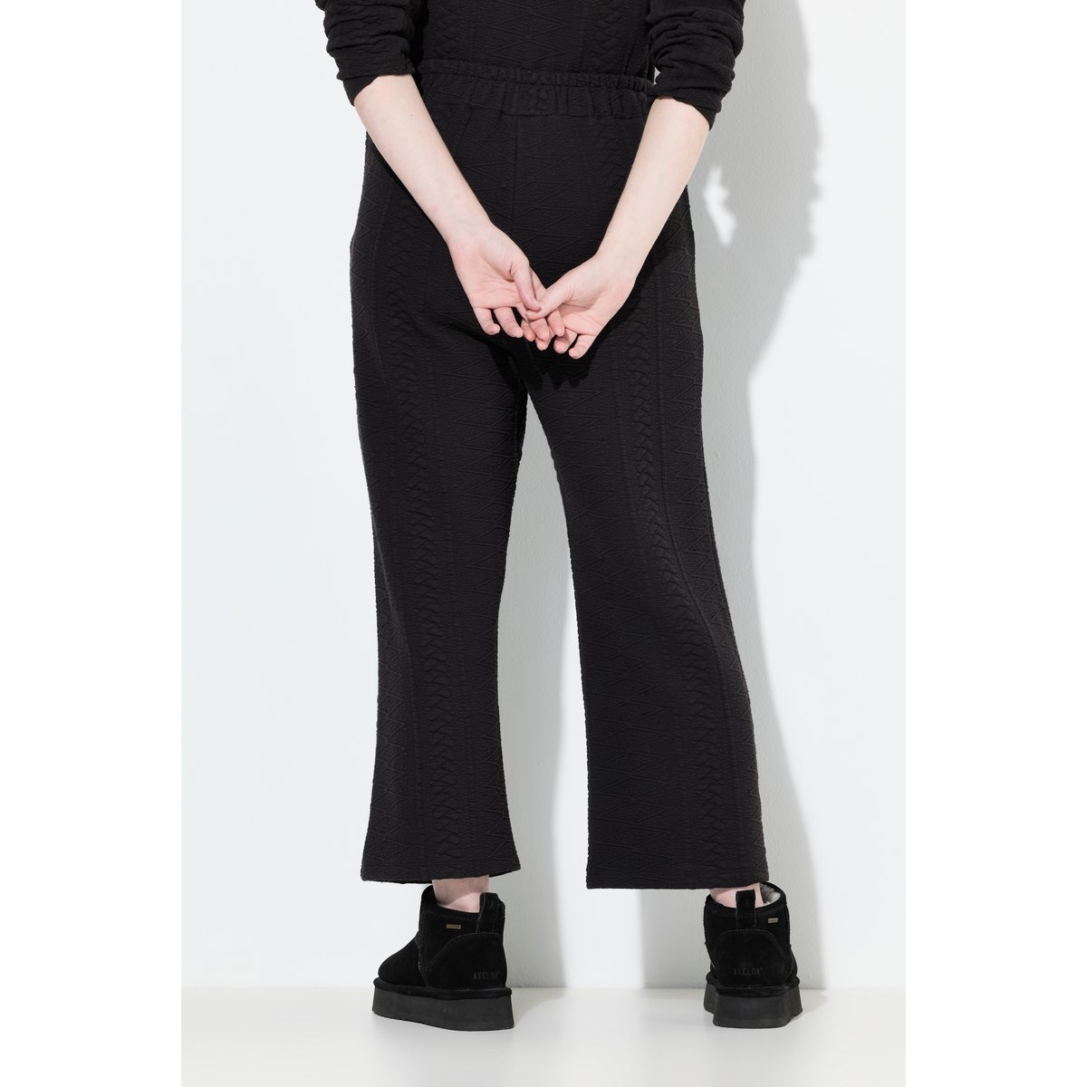 Jupe-culotte en molleton jacquard à jambe noir, ULLA POPKEN