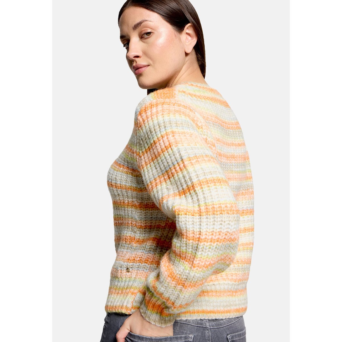 Pull-over en maille à teneur en fil fantaisie cream/orange, BETTY & CO