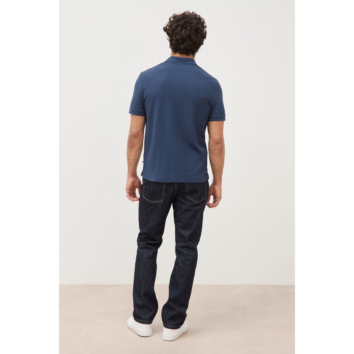 Polo manches coude bleu foncé, BONOBO