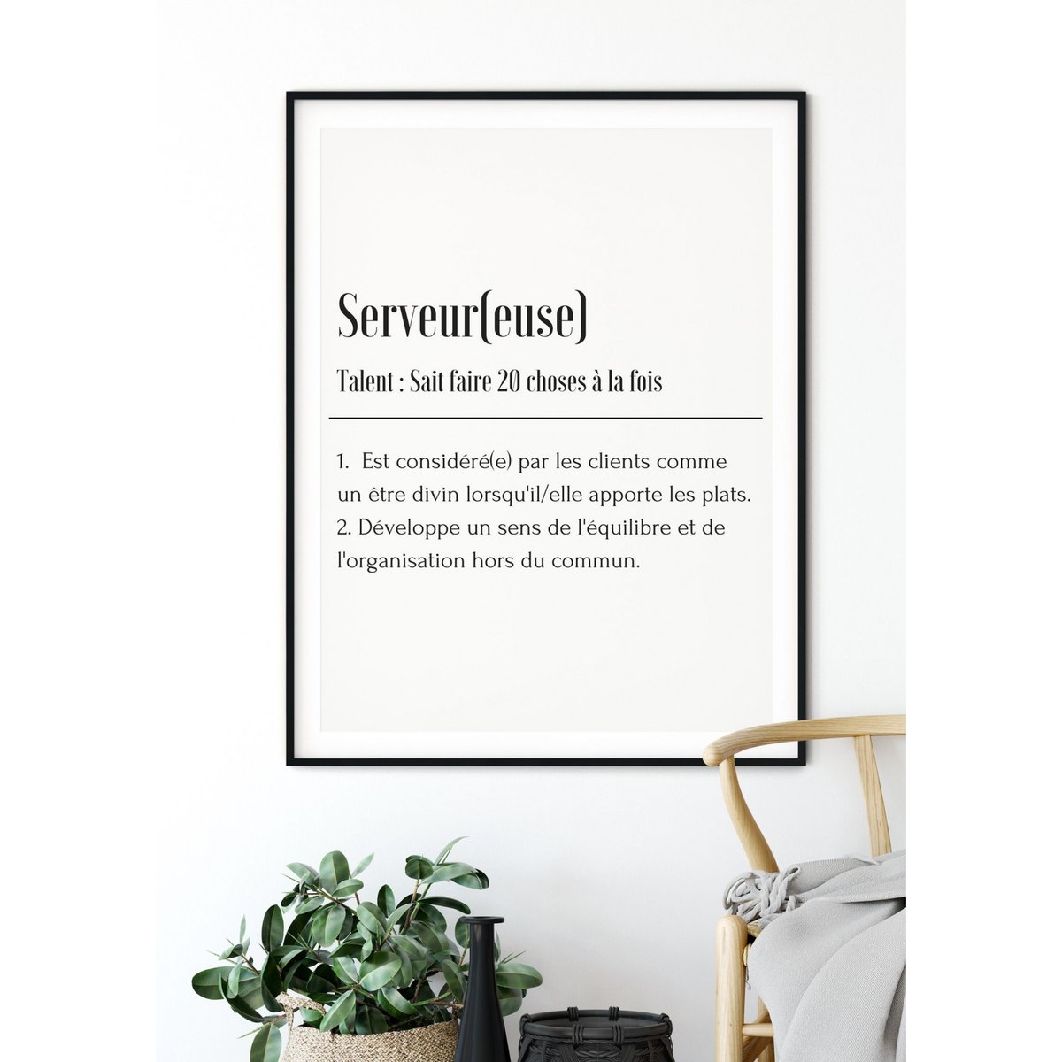 Affiche Définition Serveur(euse) blanc, L'AFFICHERIE