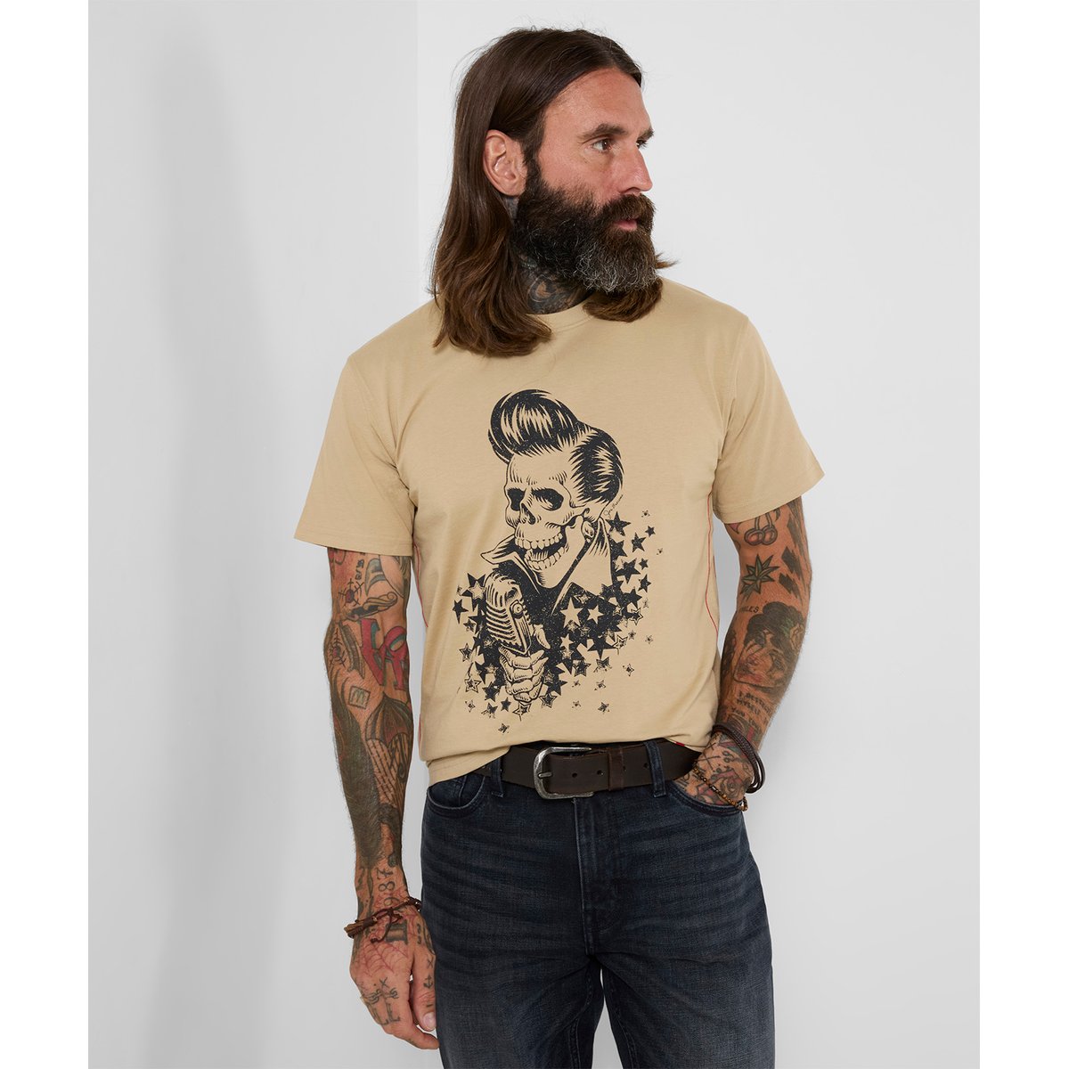 T-Shirt Tête de Mort Chantante beige, JOE BROWNS