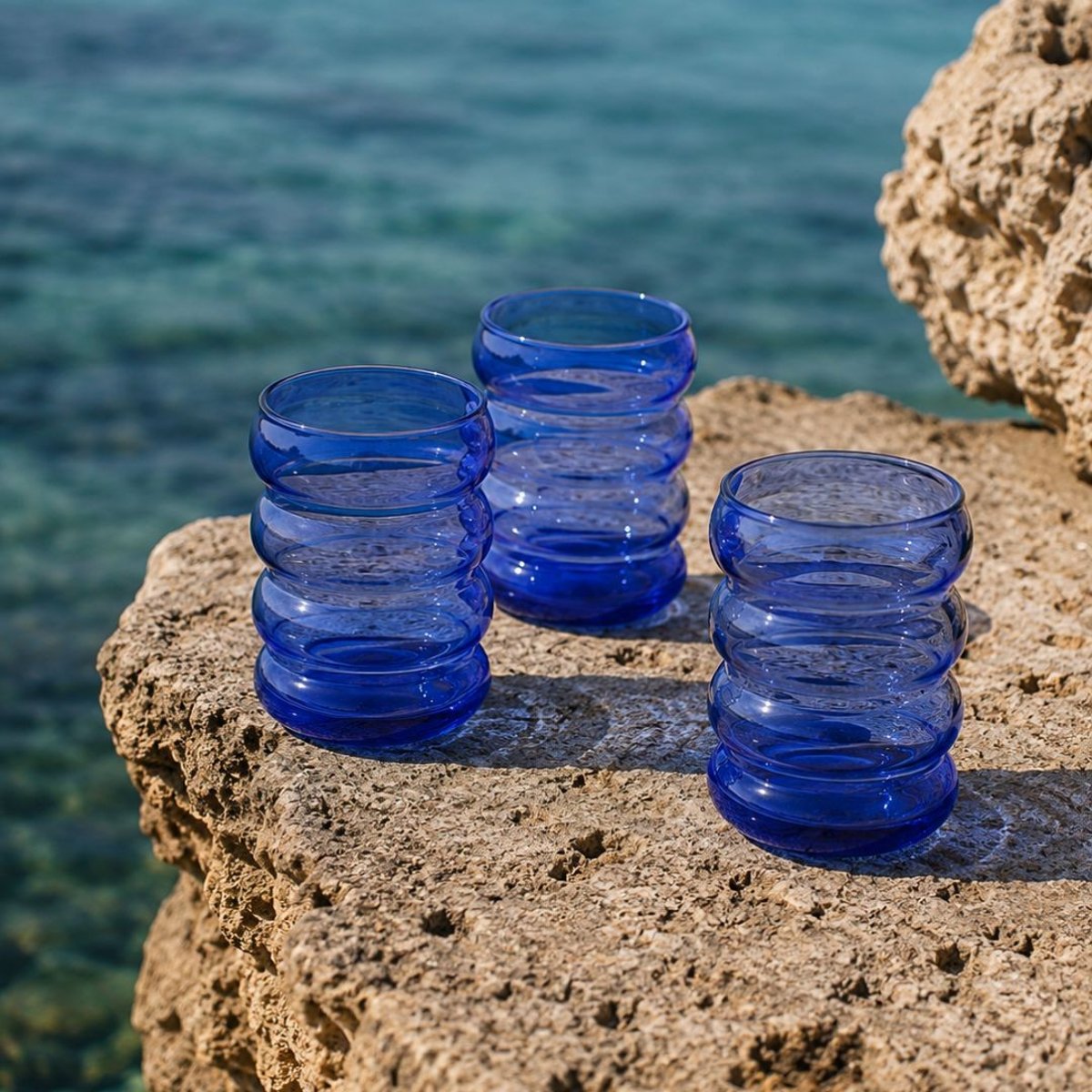 Lot de 6 verres, SANTORIN bleu, ARTIME