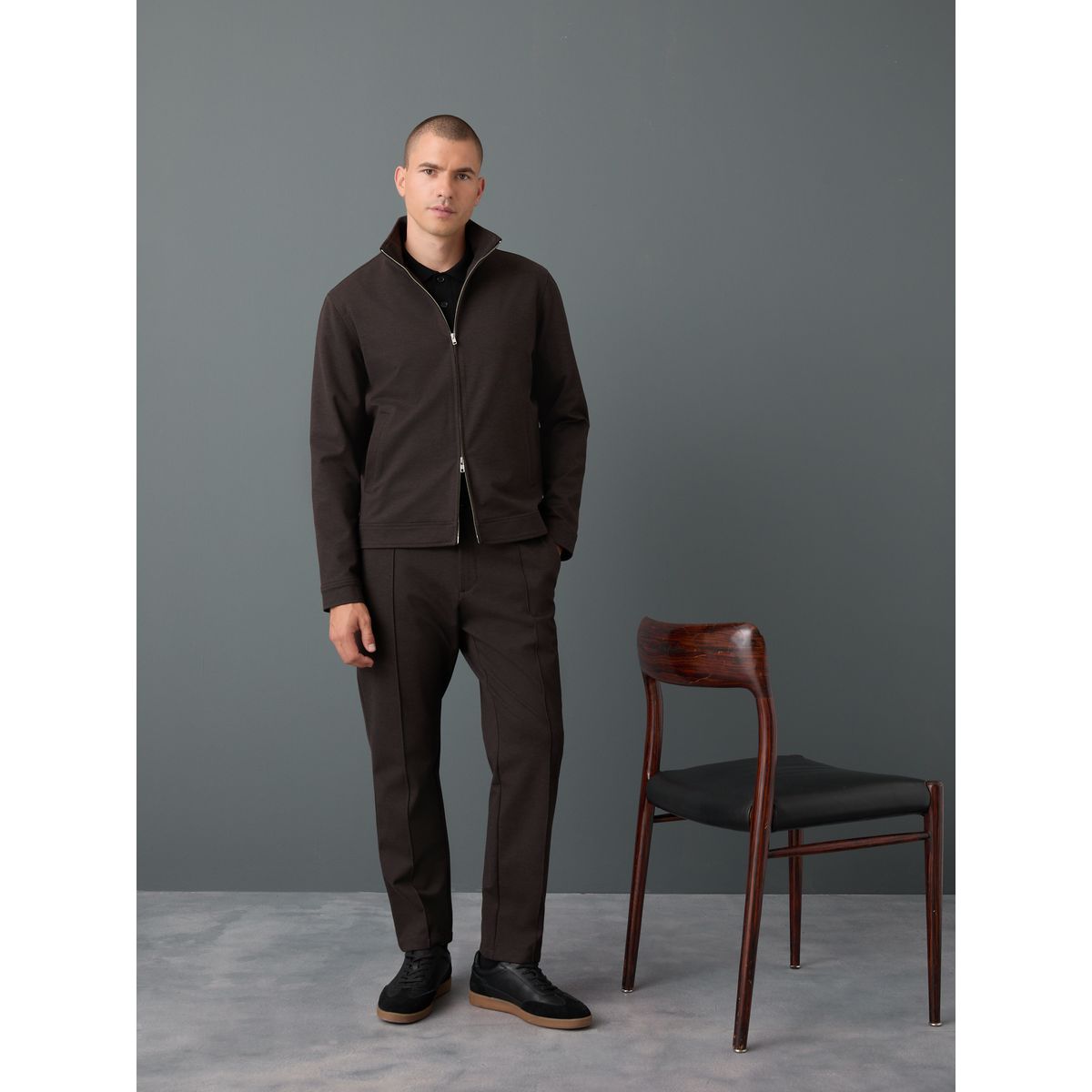 Pantalon habillé à taille élastique et laine marron, NEXT