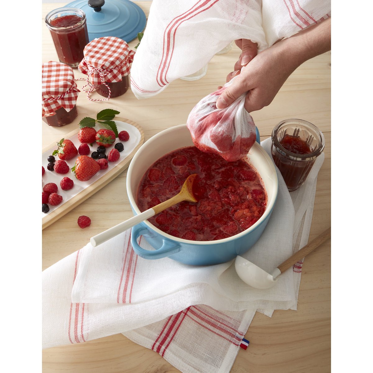 Torchon en lin ETAMINE À CONFITURE rouge, COUCKE