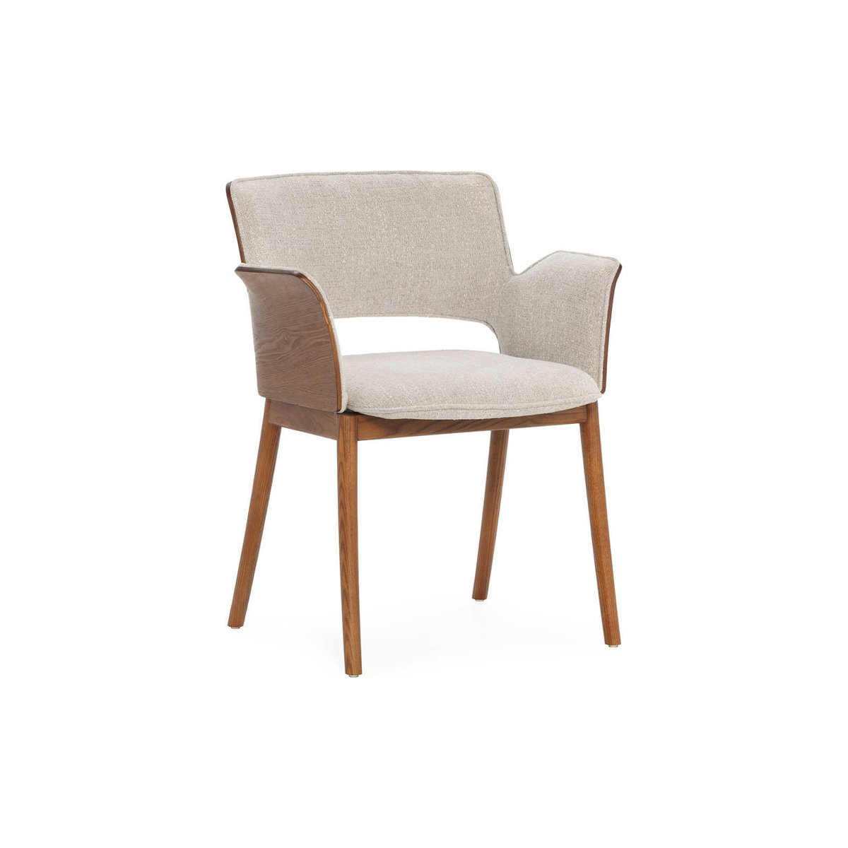 Chaise en bois et tissu noyer et blanc cassé, RECOLLECTION