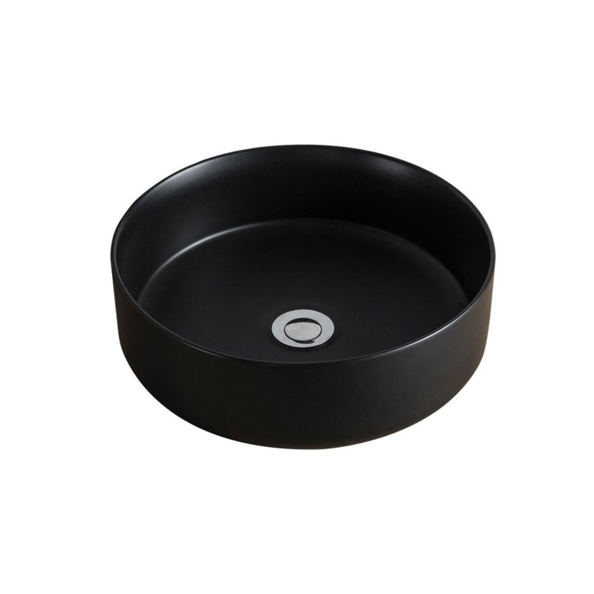 Meuble 70cm chêne vasque ronde noire robinet miroir ATOLL couleur unique, MOB IN