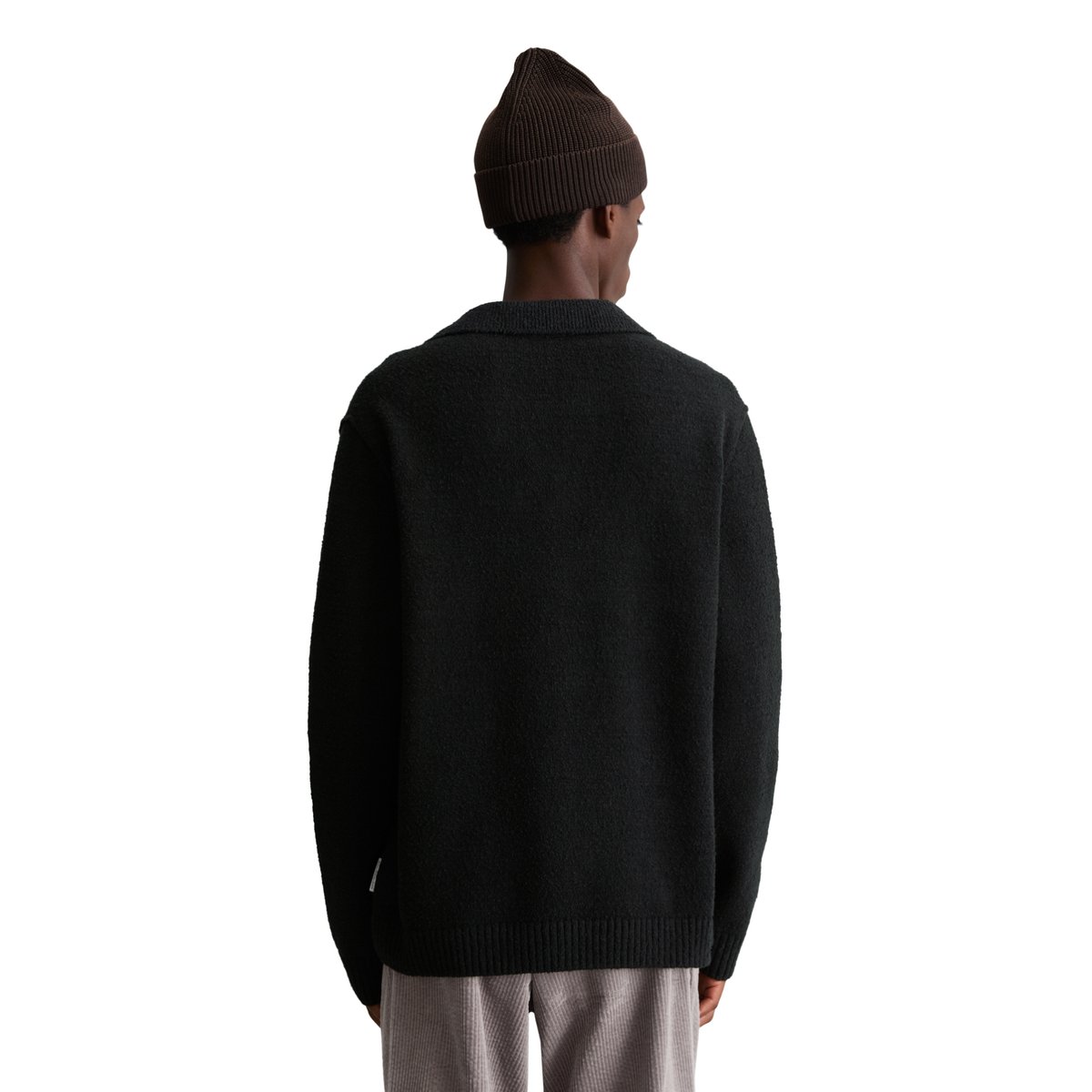Pull bouclé coupe classique en mélange de coton bio noir, MARC O’POLO DENIM
